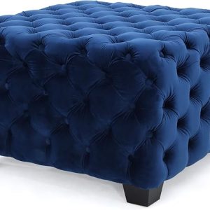 Christopher Knight Home Jaymee Velvet Ottoman, Navy Blue