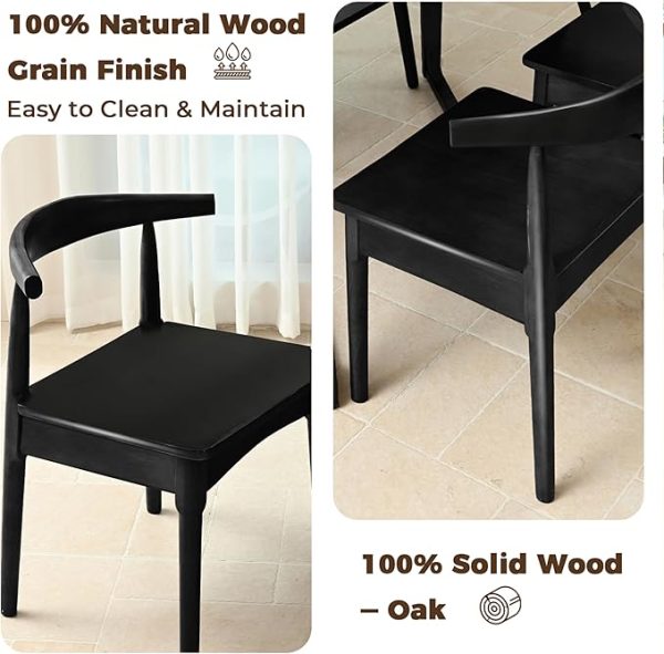 DELAVIN Solid Wood Dining Chairs Set of 4, Farmhouse Style High Ladder Back Dining Room Chairs, Modern Dining Chair for Living Room, Kitchen, Bedroom, Black - Image 4