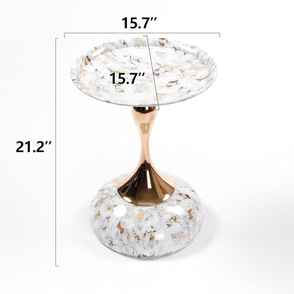 White Modern Round End Table - Minimalist Pedestal Side Table Drink Table for Living Rooms, Bedrooms, Apartment, Small Spaces Multi-Purpose Decorative Table Minimalist Coffee Tables - Image 2