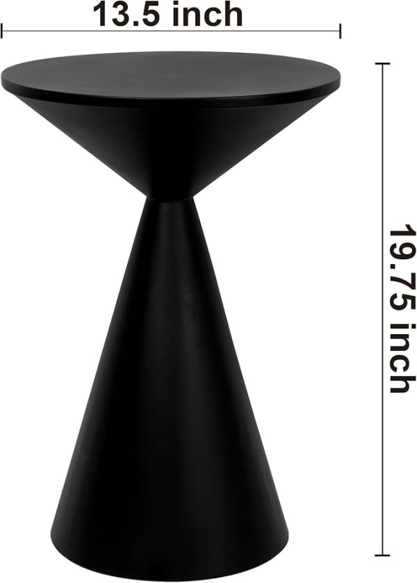 Small Drink Table, Round Martini Table, Drum End Table Side Table, Metal Accent Table,for Small Space Living Room, Bedroom, Black - Image 2