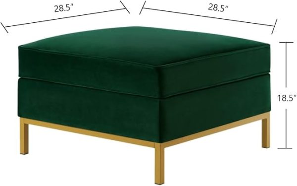 24KF Large Square Couch Ottoman Velvet Ottoman, Upholstered Velvet Padded Cushion Ottoman Table,Large Foot Rest for Couch, Couch Ottoman for Living Room-Jade - Image 2