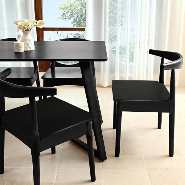 DELAVIN Solid Wood Dining Chairs Set of 4, Farmhouse Style High Ladder Back Dining Room Chairs, Modern Dining Chair for Living Room, Kitchen, Bedroom, Black - Image 3