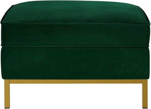 24KF Large Square Couch Ottoman Velvet Ottoman, Upholstered Velvet Padded Cushion Ottoman Table,Large Foot Rest for Couch, Couch Ottoman for Living Room-Jade - Image 3
