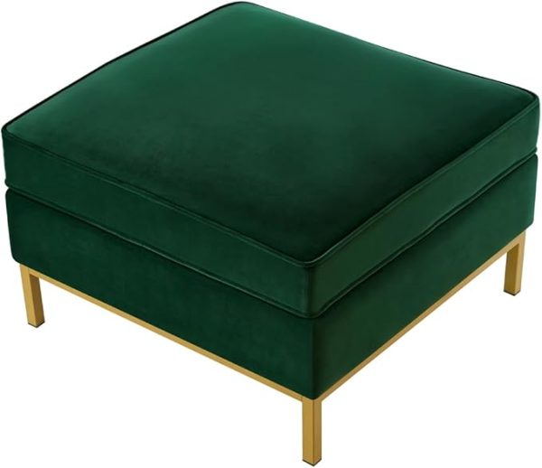 24KF Large Square Couch Ottoman Velvet Ottoman, Upholstered Velvet Padded Cushion Ottoman Table,Large Foot Rest for Couch, Couch Ottoman for Living Room-Jade - Image 4