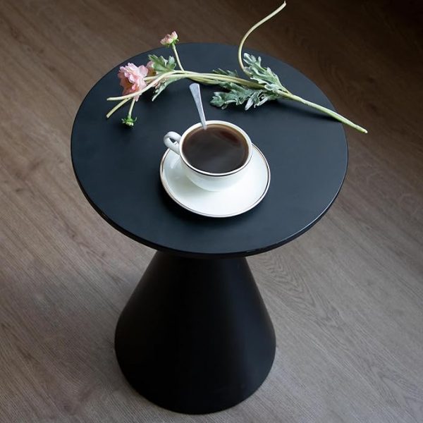 Small Drink Table, Round Martini Table, Drum End Table Side Table, Metal Accent Table,for Small Space Living Room, Bedroom, Black - Image 4