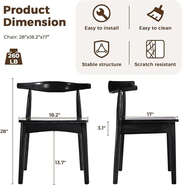 DELAVIN Solid Wood Dining Chairs Set of 4, Farmhouse Style High Ladder Back Dining Room Chairs, Modern Dining Chair for Living Room, Kitchen, Bedroom, Black - Image 2