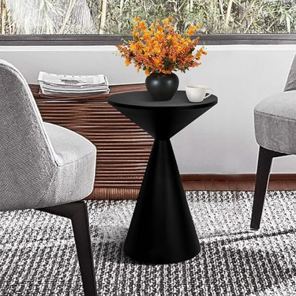 Small Drink Table, Round Martini Table, Drum End Table Side Table, Metal Accent Table,for Small Space Living Room, Bedroom, Black - Image 3